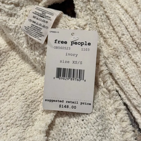 NWT Free People Sweater Spin Around Poncho Boho Oversized Chunky Cottage XS/S - Image 6