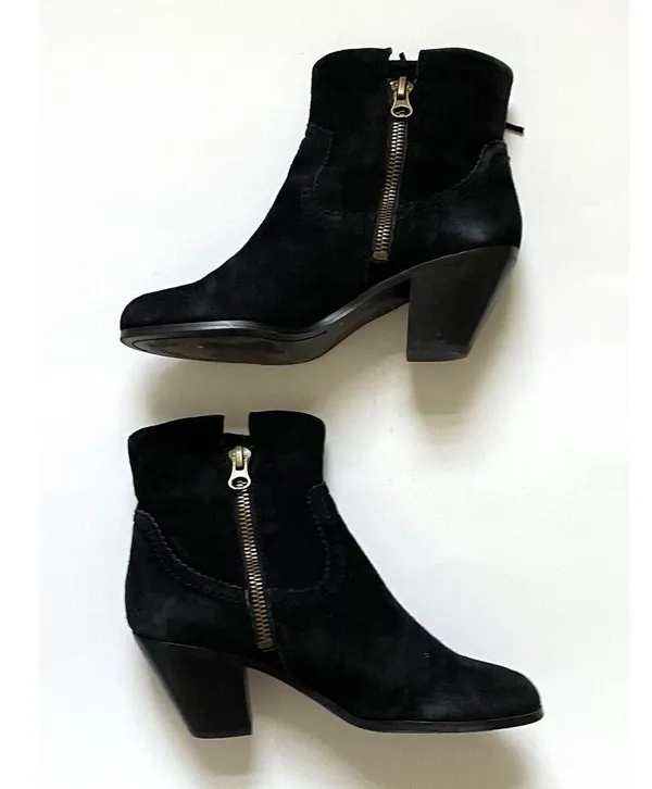 Sam Edelman Suede Leather Western Heeled Boots Black Size 10 - Image 9