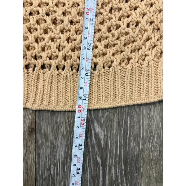 Free People Womens Open Knit Sweater Small Beige Tan Lightweight Boho Pullover - Image 4