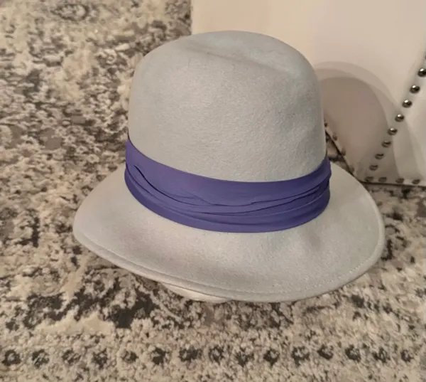 Blue Vintage 'Peachfelt' Wool Fedora Hat with Grosgrain Ribbon - Image 7