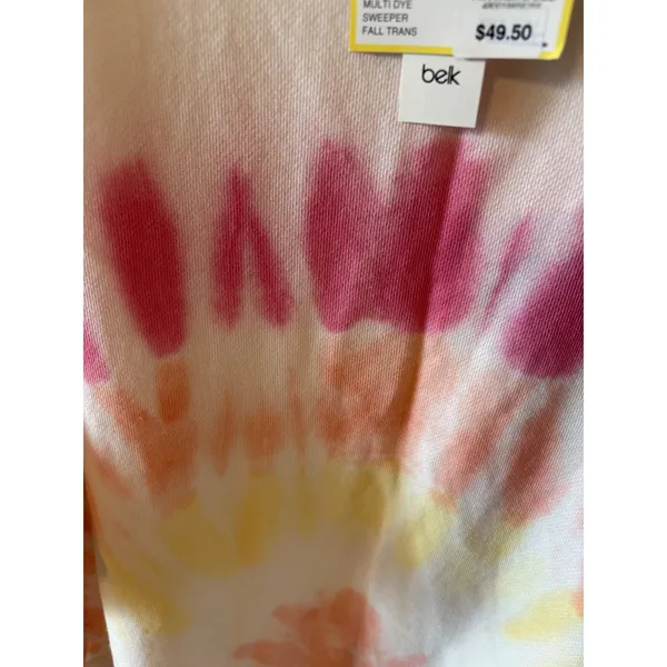 Cabana by Crown & Ivy Women Large Tie Dye Sweeper Sweatshirt Pink Yellow White - Image 2