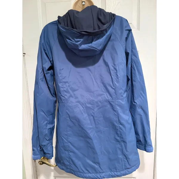 Columbia Womens Small Blue Hooded Rain Jacket Windbreaker Lightweight Coat - Image 3