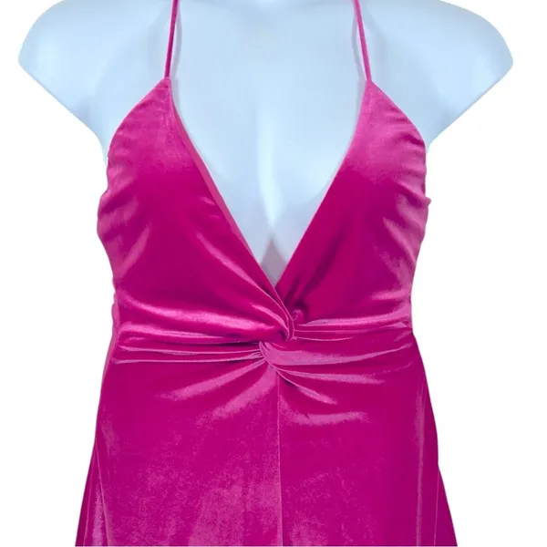 REVOLVE More To Come Kimmie Pink Velvet Mini Dress M Open Back Birthday Party - Image 5