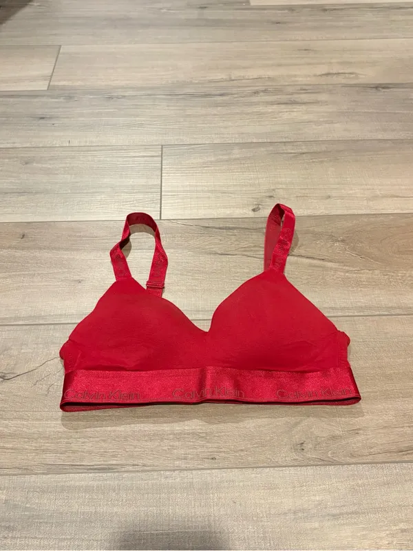 Calvin Klein Logo‎ Modern Cotton Bra metallic red size small - Image 2