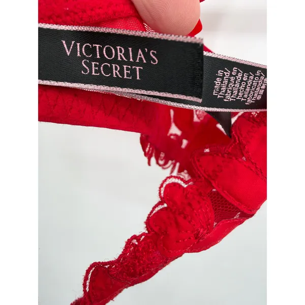 VS Red Floral Embroidered Lace Underwire Bra 34C Unlined Sheer Romantic Coquette - Image 4