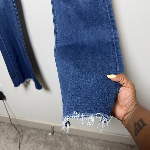 NEW Mother Anthropologie Women Jeans 34 Blue High Rise Flare Raw Take it Easy - Image 7
