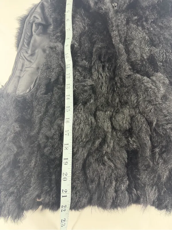 Genuine New Zealand Possum‎ Fur Cropped Vest Boxy High Collar Black Womens OS - Image 6