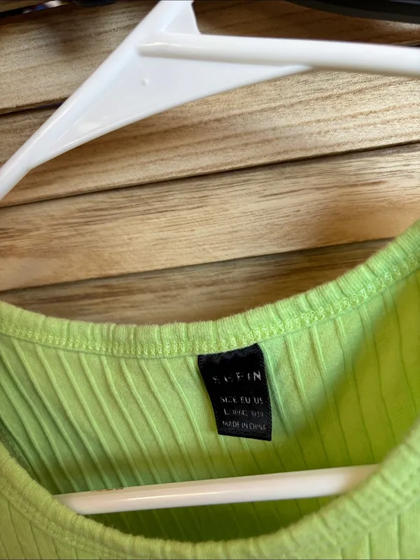 SHEIN Lime Green Ribbed Tank Dress Junior Large - Image 3
