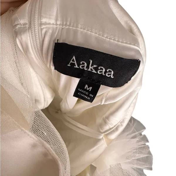 🤍 Aakaa White Ruffle Tulle Bodice Wide Leg Jumpsuit Women’s M Bridal‎ 🤍 - Image 8