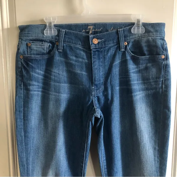 7 For All Mankind 7FAM Women Jeans Size 32 Blue Straight Leg - Image 2