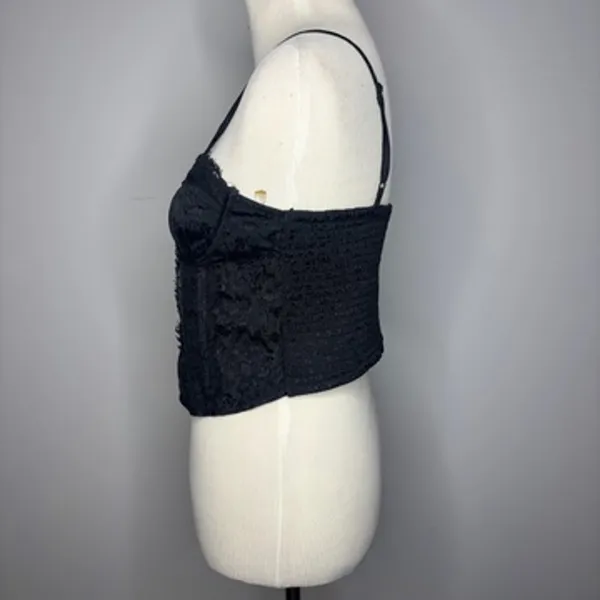 Miss Selfridge - Black Corset Like Top with Lace Details - Image 2