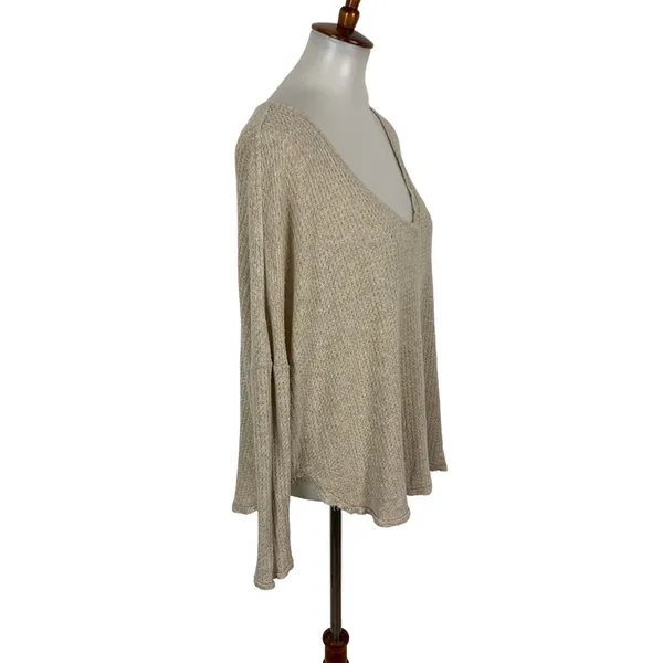 Urban Outfitters Cream V Neck Long Sleeve‎ Top Small Boho Slouchy Knit - Image 2