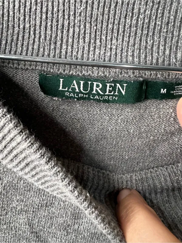 Lauren Ralph Lauren Gray Equestrian Horsebit Buckle Knit Sweater - Image 6