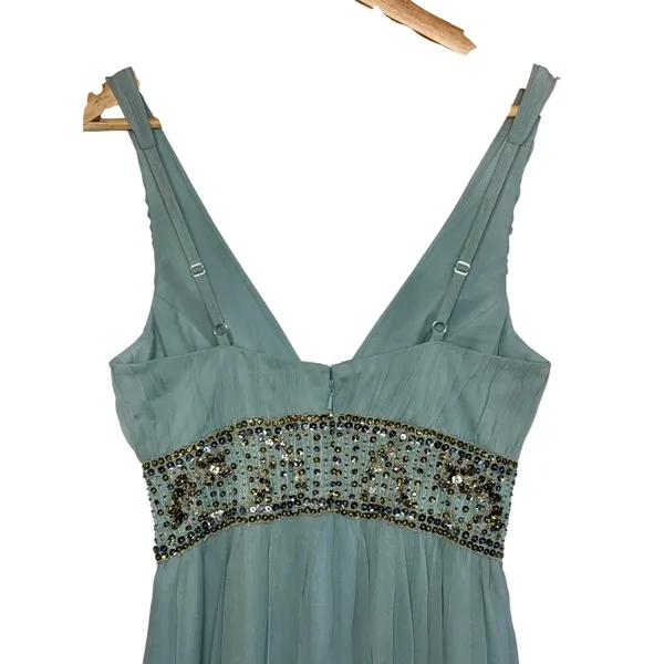 NWT Mandalay AQ Blue Silk Gold Beaded Embellished Mini Cocktail Party Dress Sz 6 - Image 8