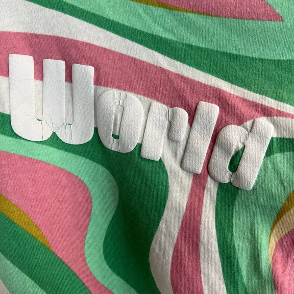 Walt Disney World Spirit Jersey Womens Medium Pink Green 70s Swirl Long Sleeve M - Image 12