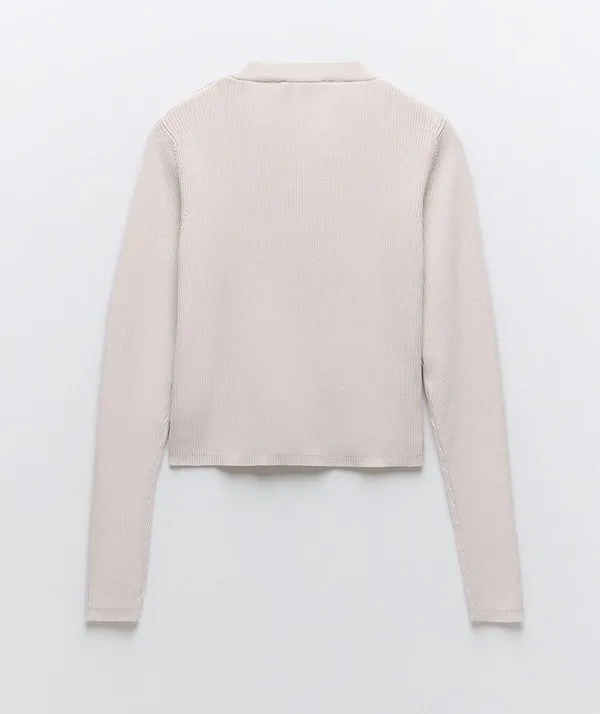 ZARA Beige Cropped Knot Cardigan Top Jacket - Image 4