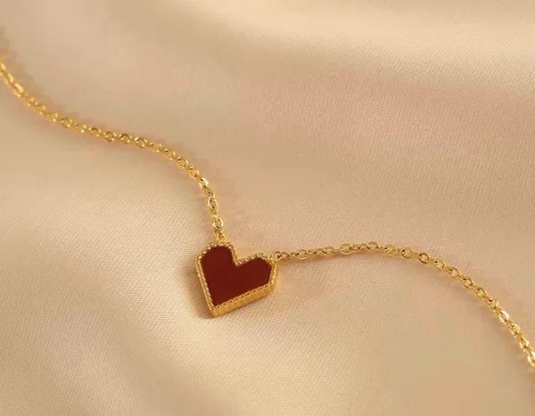 18K Gold Plated Red Heart Pendant Necklace for Women - Image 3