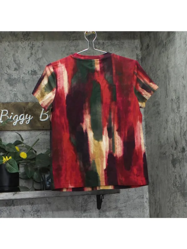 NWT DKNY Print Logo Embossed T-Shirt P5EHXWNA June Brush Stroke Red Multi S - Image 7