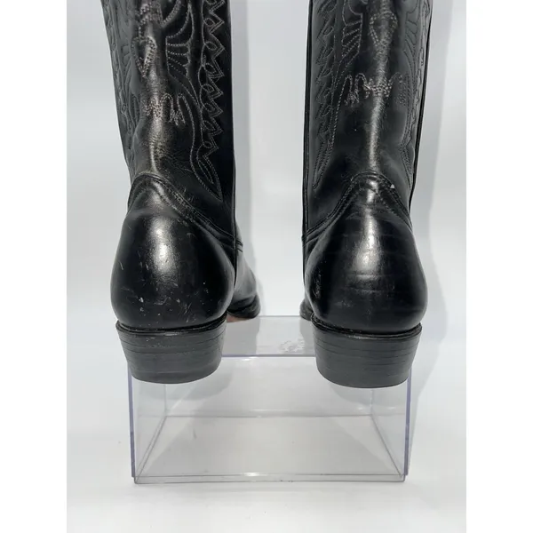 Pistolero Black All Leather Embroidered Cowboy Boots Women's Sz 24.5-7.5/Men 5.5 - Image 14