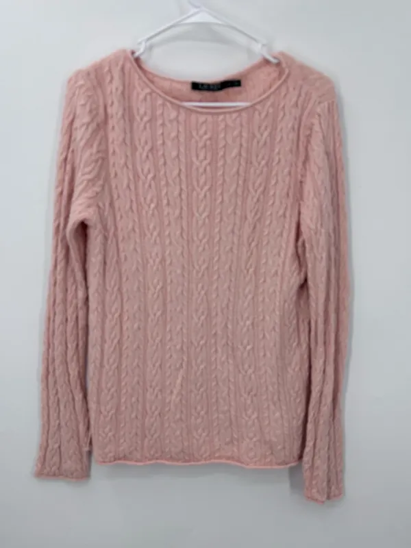 Ralph Lauren Pink Cable-Knit Crewneck Sweater - Image 3
