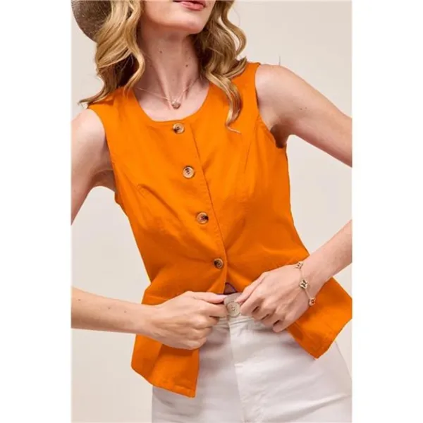 ✨NWT SO ME Slim Fit Button Front‎ Game Day Color Denim Vest Top - Image 2
