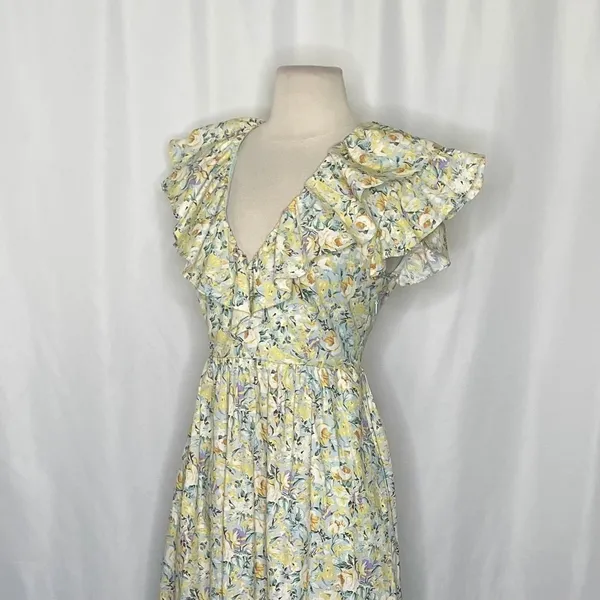 O.P.T. Kate Floral Ruffled Midi Dress One Pretty Time Pockets Ruffles‎ Small - Image 8