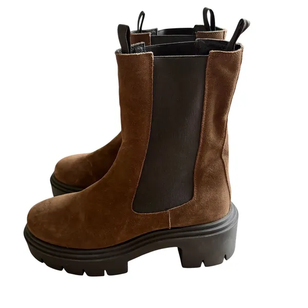 Steve Madden Wisteria Brown Suede Lug Sole Platform Chelsea Boots Size 6 NEW - Image 2