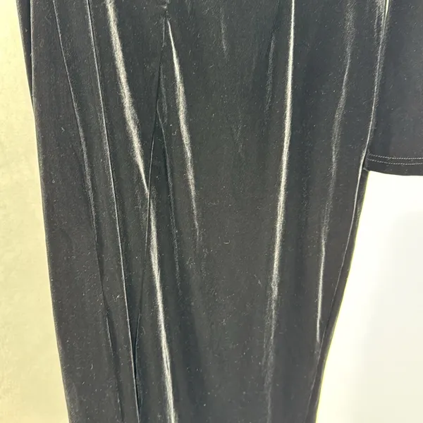 Lulu's Elegant Black Velvet One Shoulder Dress high slit XXL event party formal - Image 10