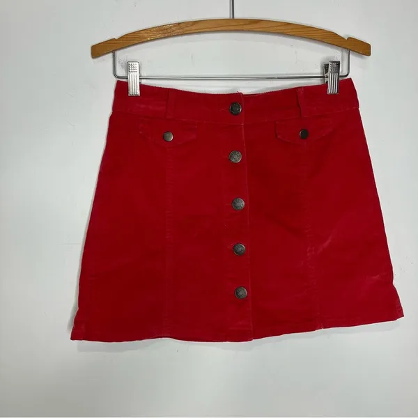 BDG urban outfitters red corduroy mini skirt‎ women’s size 4 casual punk party - Image 2