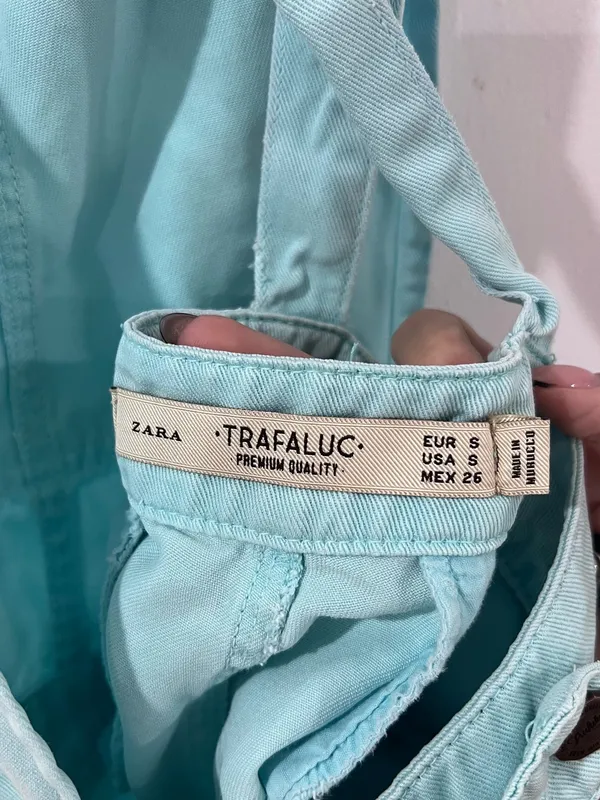 Zara Trafaluc Aqua Short Overalls Romper Y2K Utility Denim Size S - Image 5