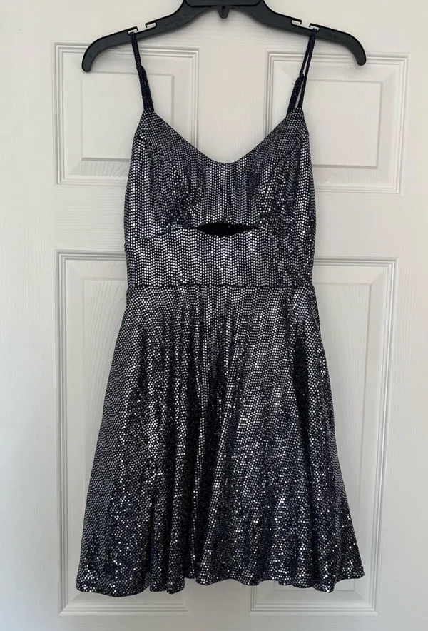 Macy’s City Studio homecoming navy blue disco sparkly dress - Image 3