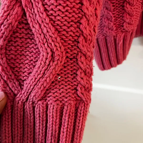 Princess Polly Anaya Oversized Pink Cable Knit Sweater M/L - Image 3