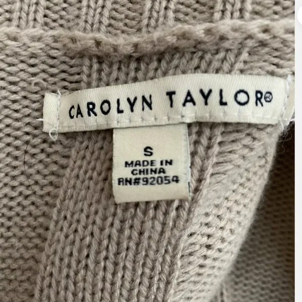 Carolyn‎ Taylor Open Front Tan Open Knit Button Detail Long Sleeve Bell Sz Small - Image 7