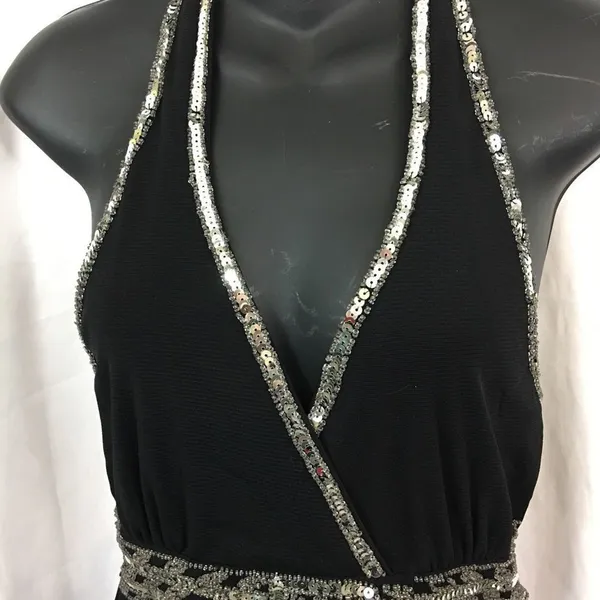 Body Central sequins & seed bead  black halter S - Image 7