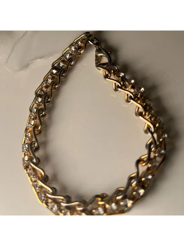 Fashion Bracelet with Gold Color Chains with Jewels - Image 5