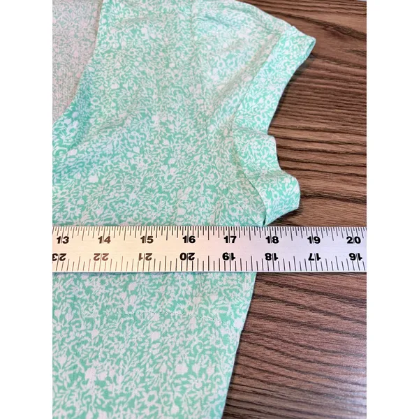 Aura Womens Mint Green Floral Button‎ Front Maxi Dress Cap Sleeve Pockets XS - Image 10