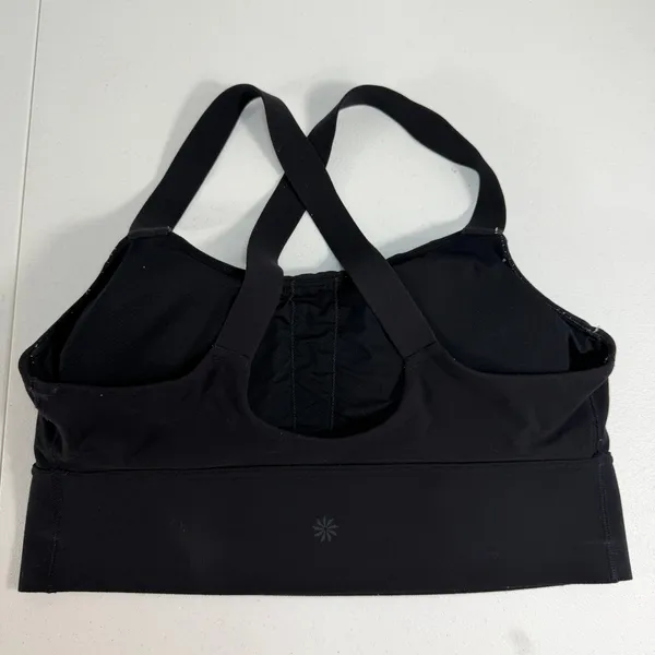 Athleta M Medium Sports Bra Seamless Low Impact Padded‎ Black Cross Back Women's - Image 4