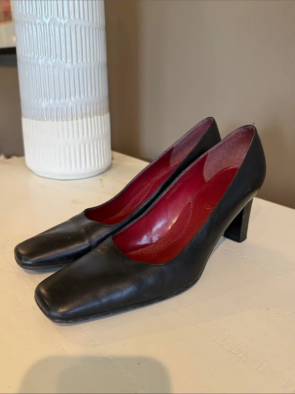 Ralph Lauren LAUREN RL Classic Black Leather Square-Toe Pumps 8AA Preppy Old Money Minimalist - Image 14