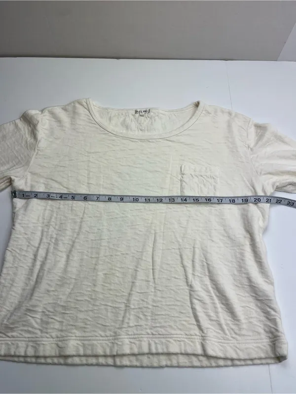 Alex Mill 100% Cotton Cream Long‎ Sleeve Top Pocket Womens Size Large Minimalist - Image 6