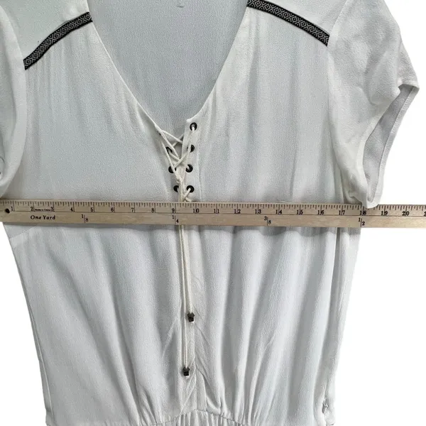 REVOLVE IKKS Dress US 6 EU 38 White Viscose Lace Up Pockets Sporty Casual Chic‎ - Image 6