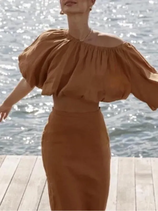 DISSH Doe Linen Maxi Dress Tan Size 4 - Image 3