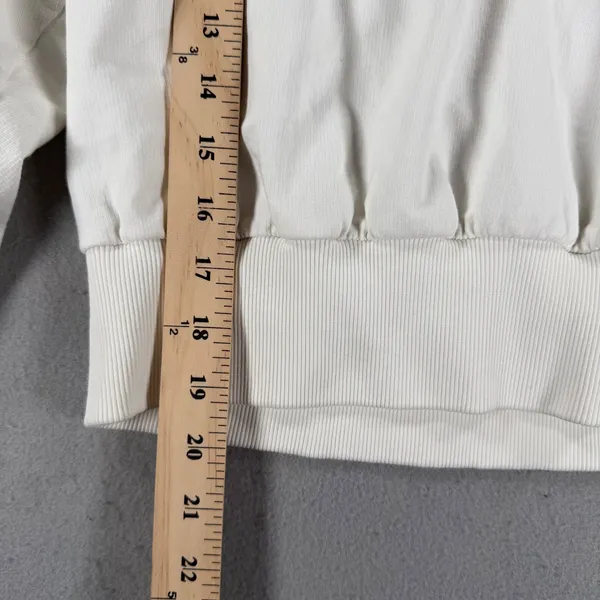 Anthropologie Floral Applique Puff Sleeve Sweatshirt Cream Cotton S - Image 5