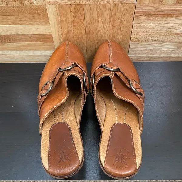 FRYE Boots Cognac Cheryl Triple Ring Clog Mules Size 8.5M - Image 5