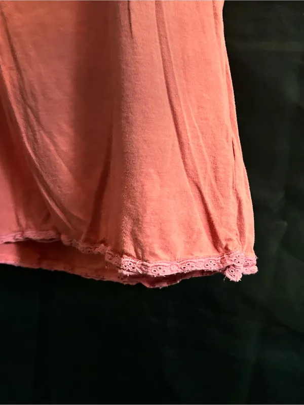 Ralph Lauren Jeans Co Vintage Pastel Coral Crochet-Trim Short Sleeve Top MD - Image 4