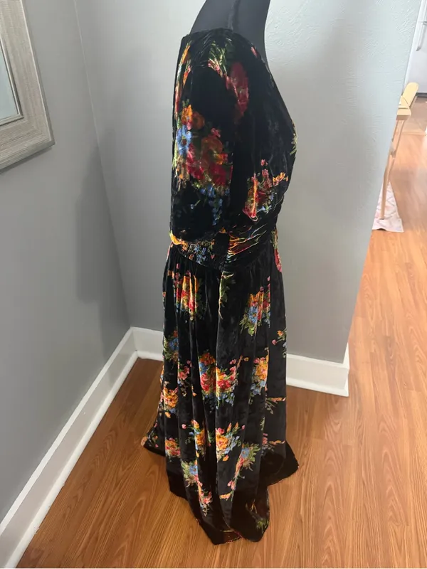 NWT Anthropologie Katerina Button Front Velvet Floral Whimsygoth Maxi Dress Med - Image 4