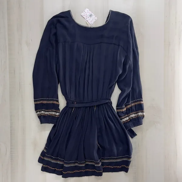NWT $148 FREE PEOPLE Delilah midnight long sleeve boho mini dress XS - Image 9