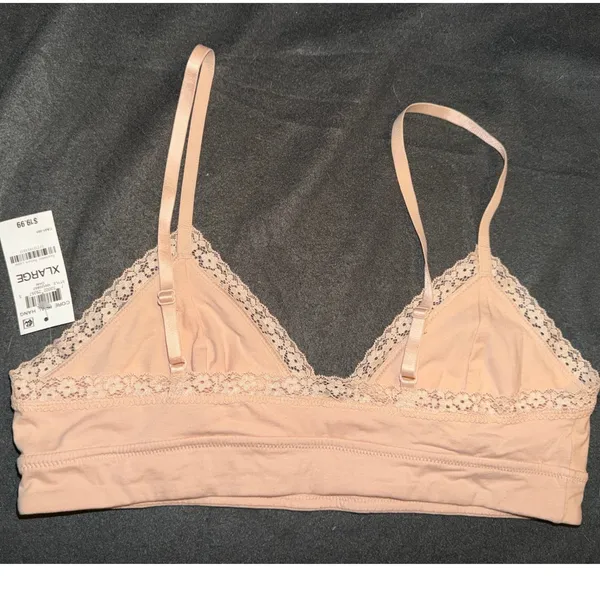 Jenni Intimates Womens XL Chai Peach Lace Trim Cotton Blend Bralette 100120857 - Image 3