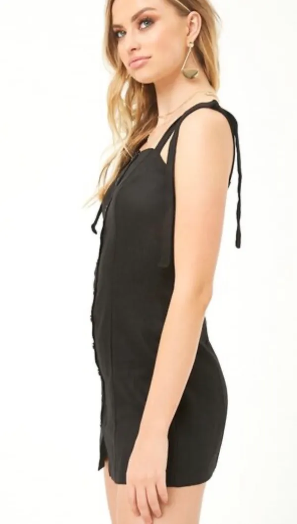 Forever 21 NWT  Black Linen Button-Front Dress - M - Image 4