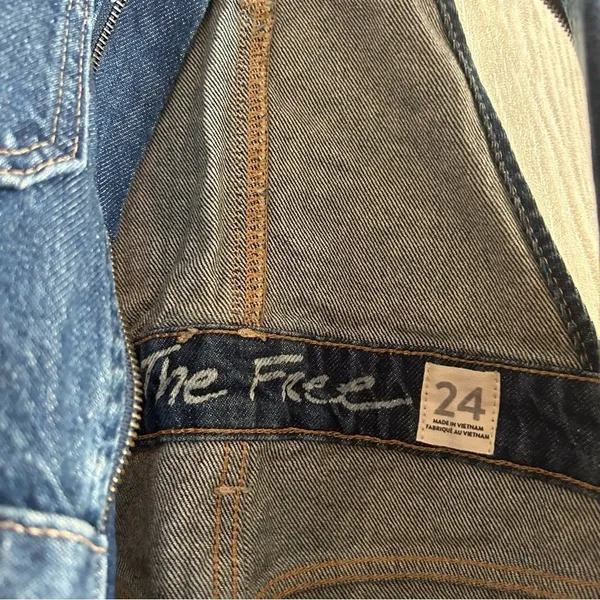 Free People Sunkissed Denim Short Overalls Zip Front‎ Jean Shortalls NEW Size 24 - Image 4