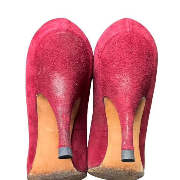 Martina Wine Red Pumps Women's 7S Slim‎ Narrow Classic Leather Heels Vintage - Image 7